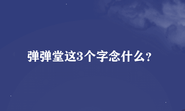 弹弹堂这3个字念什么？