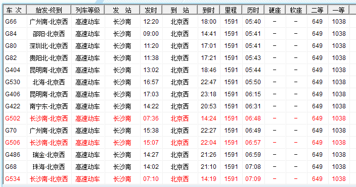 从长沙到北京高铁几个小时？