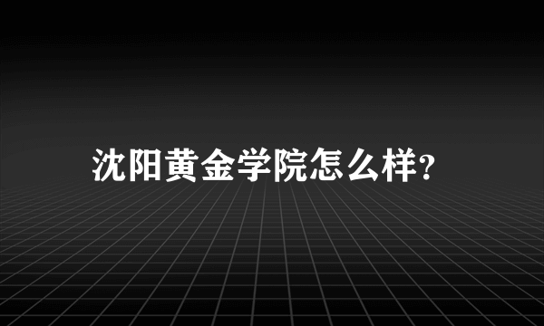 沈阳黄金学院怎么样？