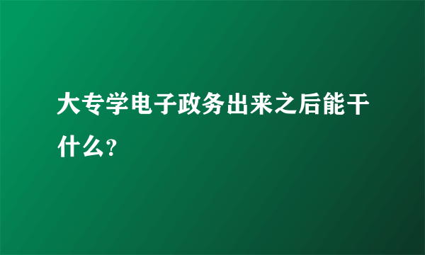 大专学电子政务出来之后能干什么？