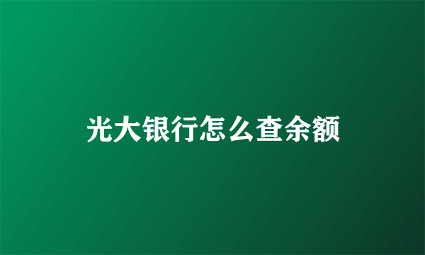 光大银行怎么查余额