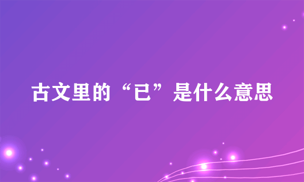 古文里的“已”是什么意思