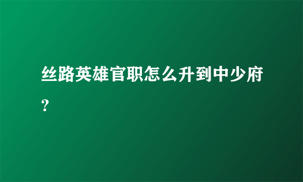 丝路英雄官职怎么升到中少府？