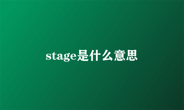 stage是什么意思