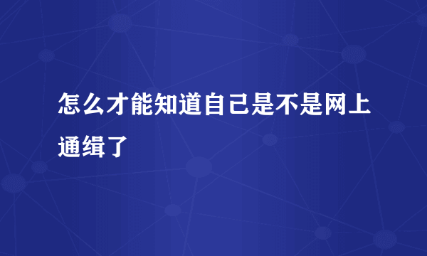 怎么才能知道自己是不是网上通缉了