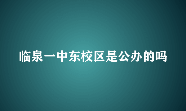 临泉一中东校区是公办的吗