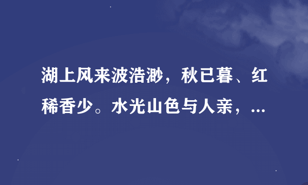 湖上风来波浩渺，秋已暮、红稀香少。水光山色与人亲，说不尽、无穷好。这首词体现作者什么样的一种情感？