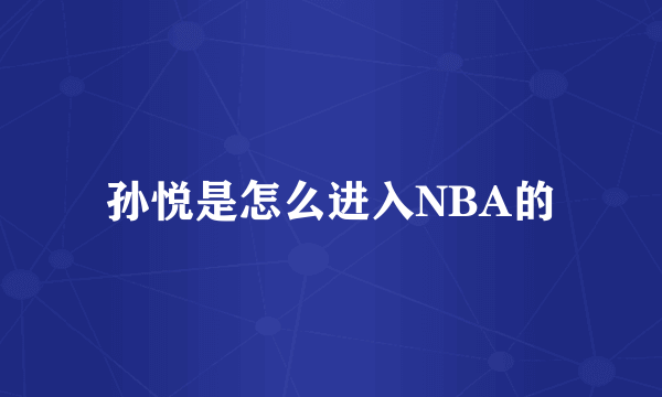 孙悦是怎么进入NBA的