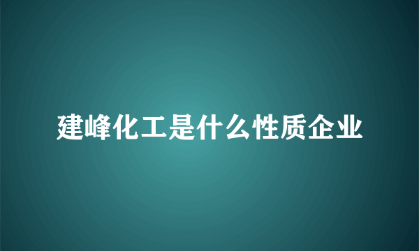 建峰化工是什么性质企业