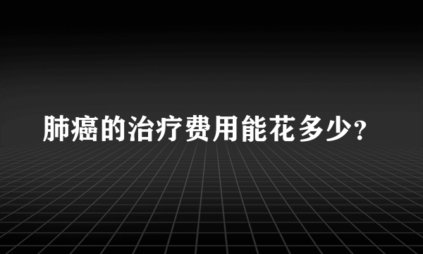 肺癌的治疗费用能花多少？