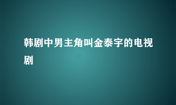 韩剧中男主角叫金泰宇的电视剧