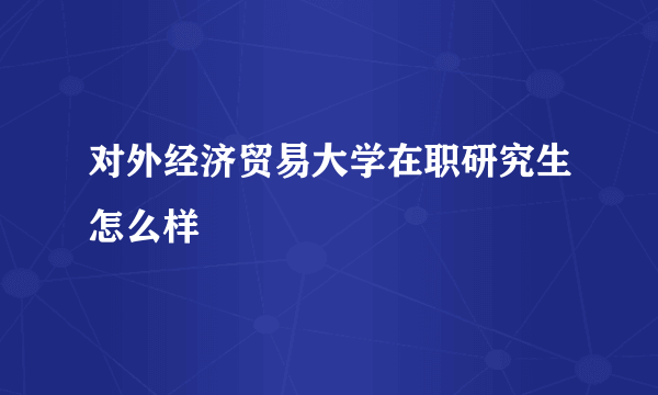 对外经济贸易大学在职研究生怎么样