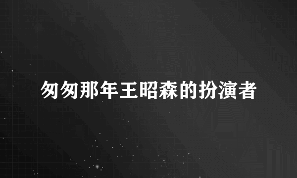 匆匆那年王昭森的扮演者