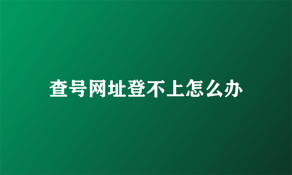 查号网址登不上怎么办