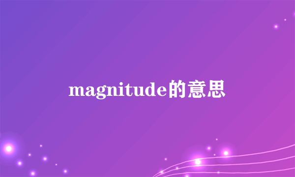 magnitude的意思