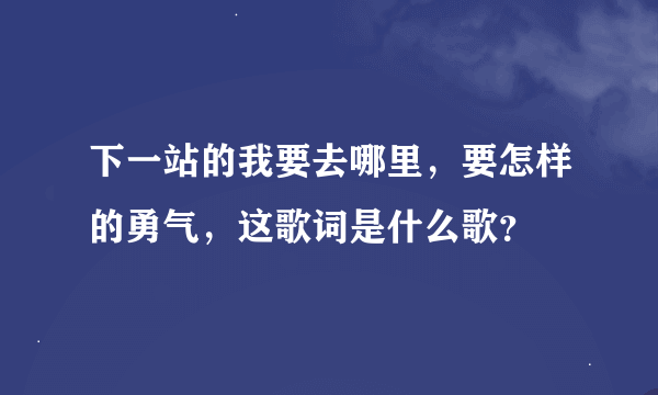 下一站的我要去哪里，要怎样的勇气，这歌词是什么歌？