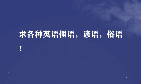 求各种英语俚语，谚语，俗语！