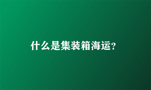 什么是集装箱海运？