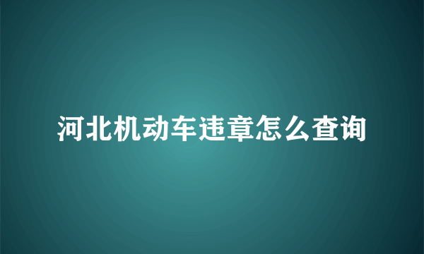 河北机动车违章怎么查询