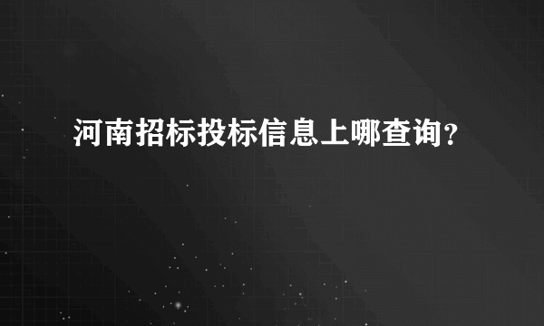 河南招标投标信息上哪查询？