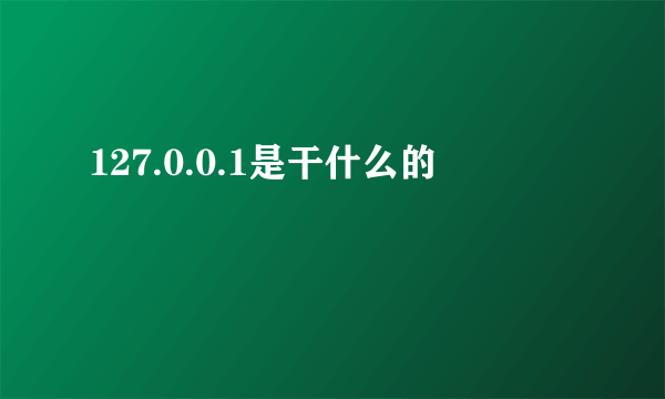 127.0.0.1是干什么的