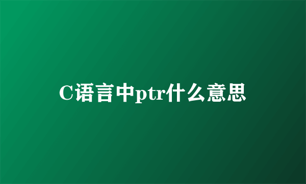 C语言中ptr什么意思