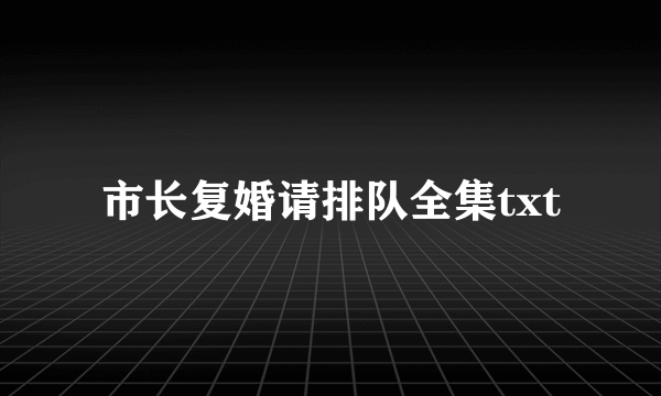 市长复婚请排队全集txt