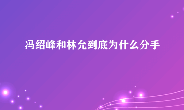 冯绍峰和林允到底为什么分手