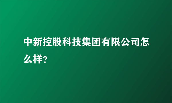 中新控股科技集团有限公司怎么样？