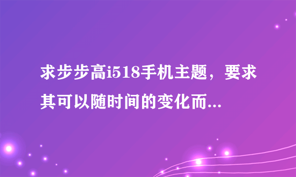 求步步高i518手机主题，要求其可以随时间的变化而变化，例如太阳和月亮的交替、形状变化等