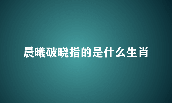 晨曦破晓指的是什么生肖