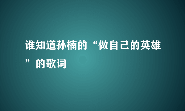 谁知道孙楠的“做自己的英雄”的歌词