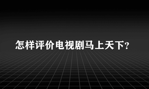 怎样评价电视剧马上天下？