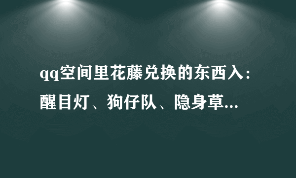 qq空间里花藤兑换的东西入：醒目灯、狗仔队、隐身草要怎么才可以使用？