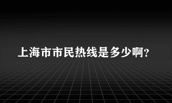 上海市市民热线是多少啊？