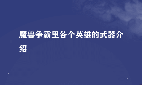 魔兽争霸里各个英雄的武器介绍