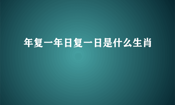 年复一年日复一日是什么生肖