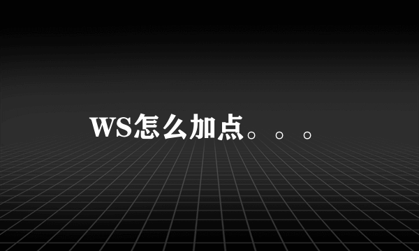 WS怎么加点。。。