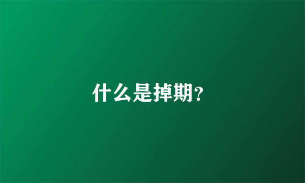 什么是掉期？