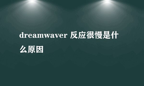 dreamwaver 反应很慢是什么原因