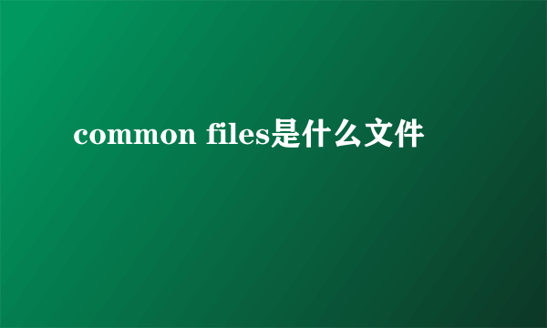 common files是什么文件