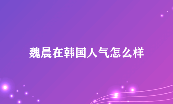 魏晨在韩国人气怎么样