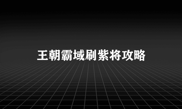 王朝霸域刷紫将攻略