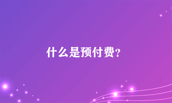 什么是预付费？