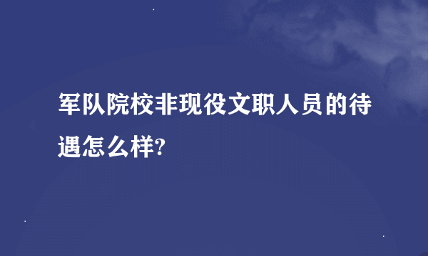 军队院校非现役文职人员的待遇怎么样?