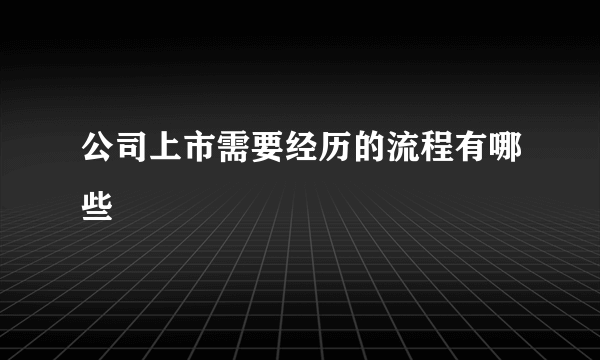 公司上市需要经历的流程有哪些