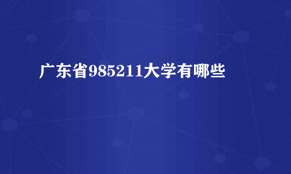 广东省985211大学有哪些