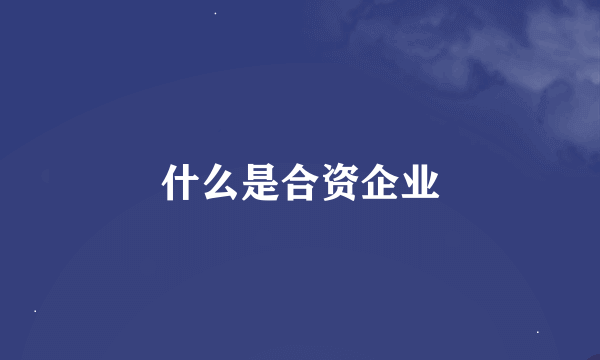 什么是合资企业