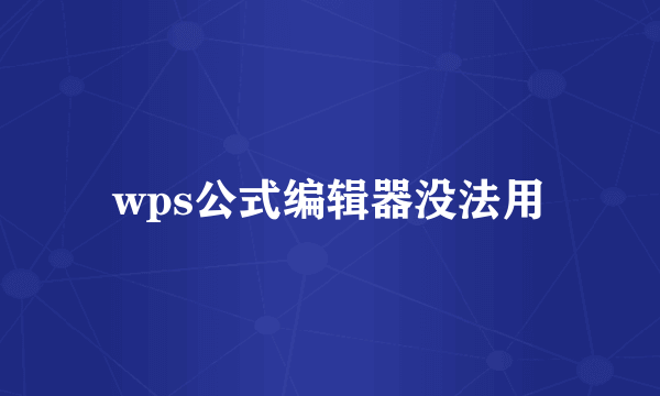 wps公式编辑器没法用