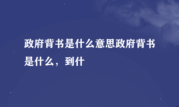 政府背书是什么意思政府背书是什么，到什